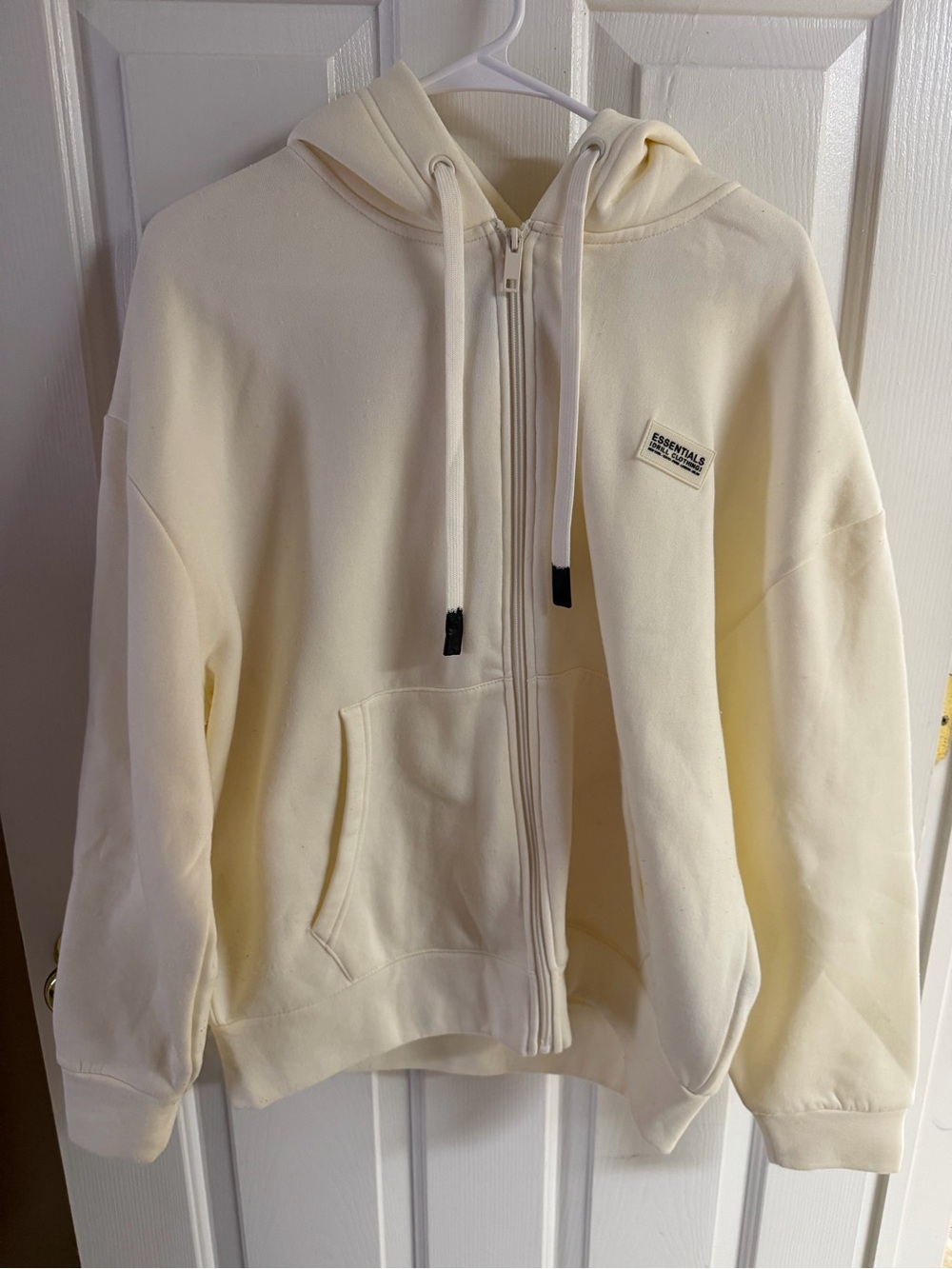 Essentials Cream Zip-Up Hoodie